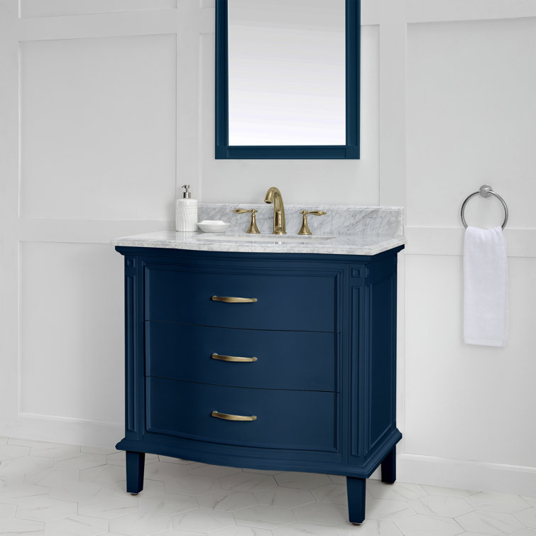 Midnight Blue 36'' Single Vanity with Carrara Marble Top