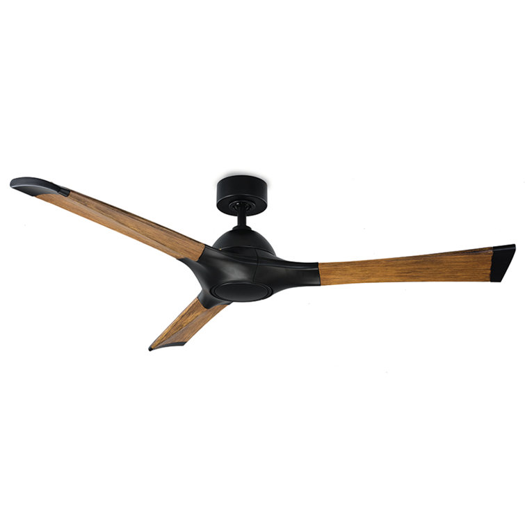 Woody 60" Matte Black and Distressed Koa Smart Ceiling Fan with LED Light