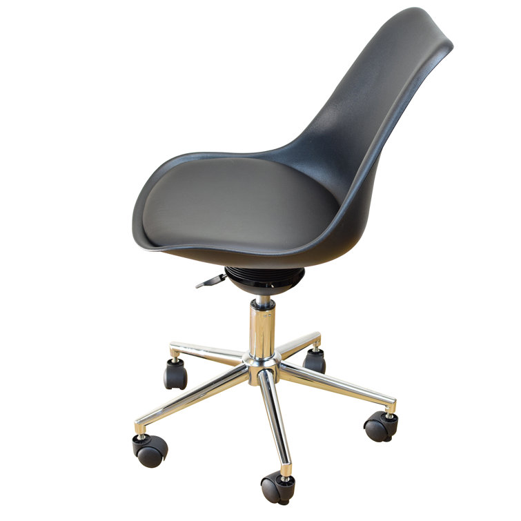 Sleek Black PP & PU Swivel Task Chair with Locking Casters