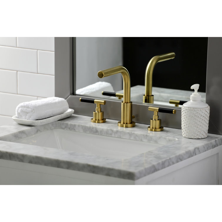 Kaiser Brushed Brass Widespread Bathroom Faucet with Drain Assembly