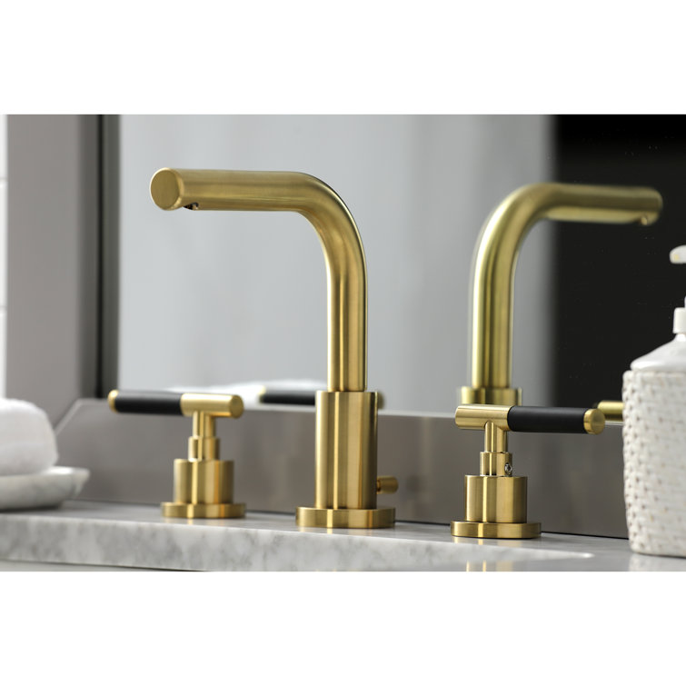 Kaiser Brushed Brass Widespread Bathroom Faucet with Drain Assembly