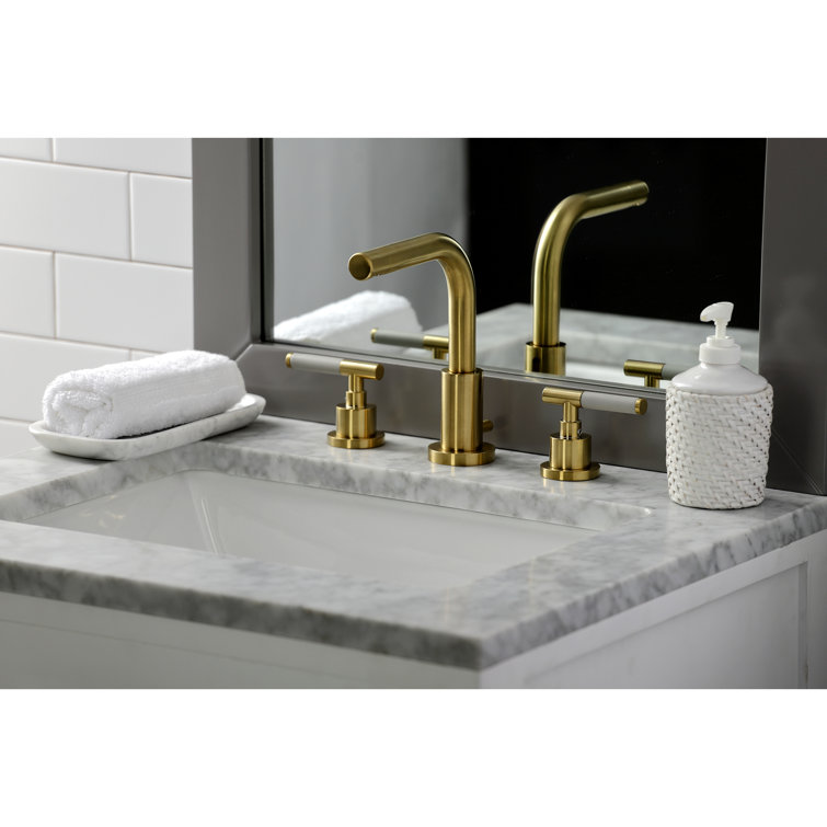 Kaiser Brushed Brass Widespread Bathroom Faucet with Drain Assembly