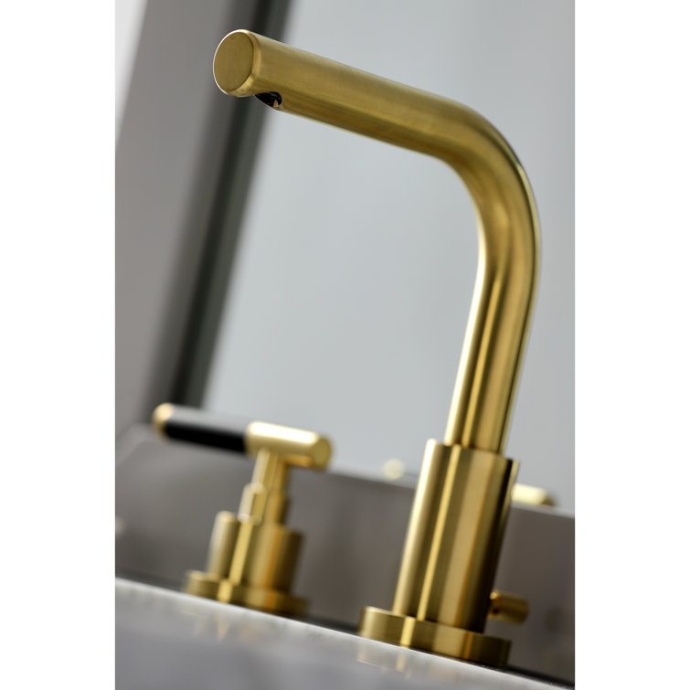 Kaiser Brushed Brass Widespread Bathroom Faucet with Drain Assembly