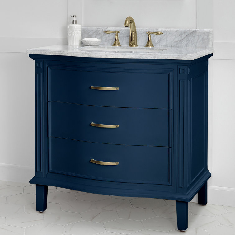 Midnight Blue 36'' Single Vanity with Carrara Marble Top