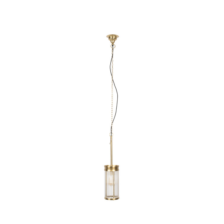 Elysian 13'' Brass Single Cylinder Pendant with Clear Glass Shade