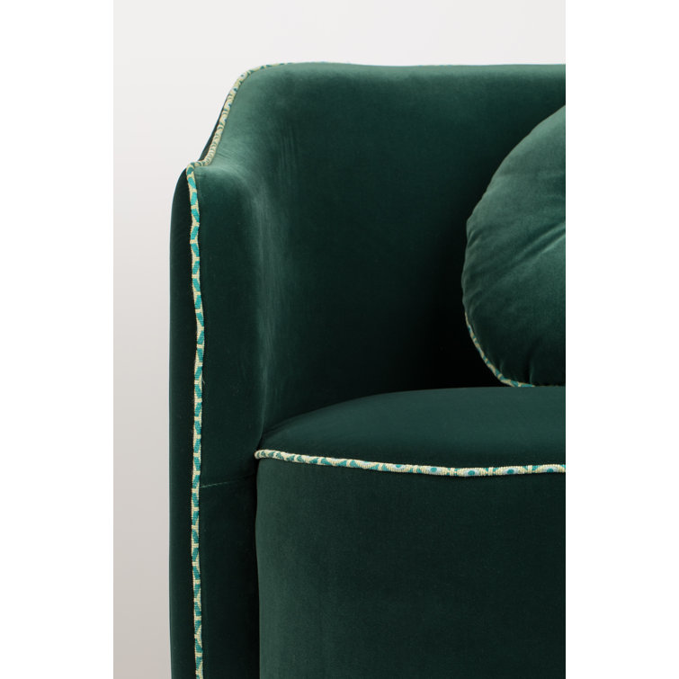Elegant Dark Green Velvet Swivel Barrel Chair