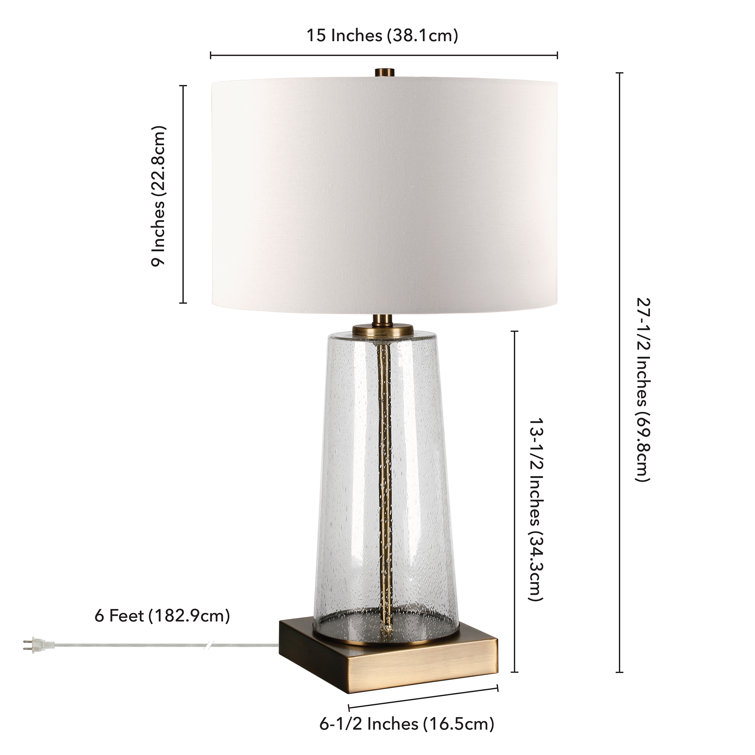 Dax 25'' Tapered Seeded Glass and Brass Table Lamp
