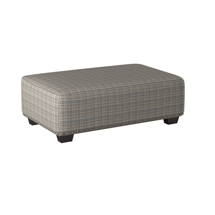 Gray Chenille Upholstered Transitional Cocktail Ottoman