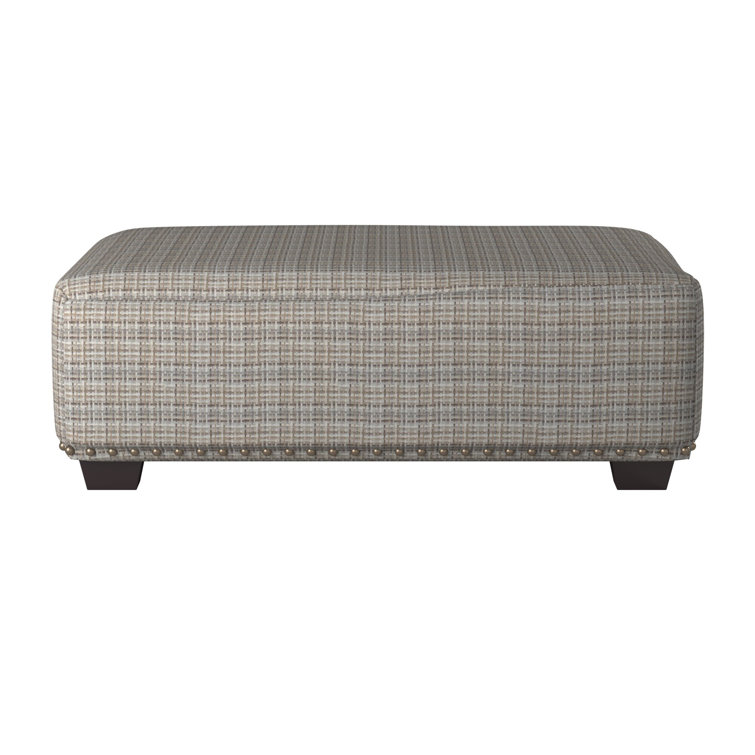 Gray Chenille Upholstered Transitional Cocktail Ottoman