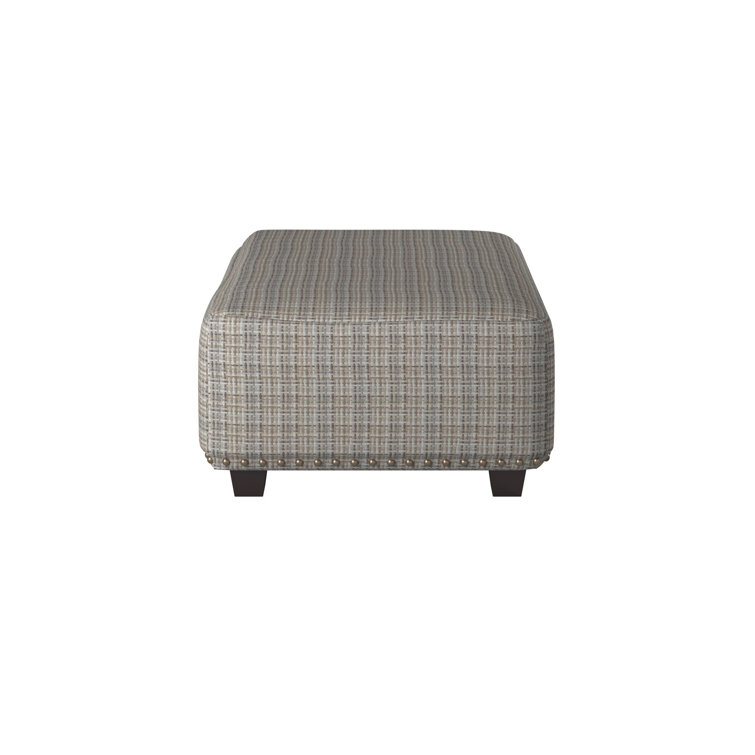Gray Chenille Upholstered Transitional Cocktail Ottoman