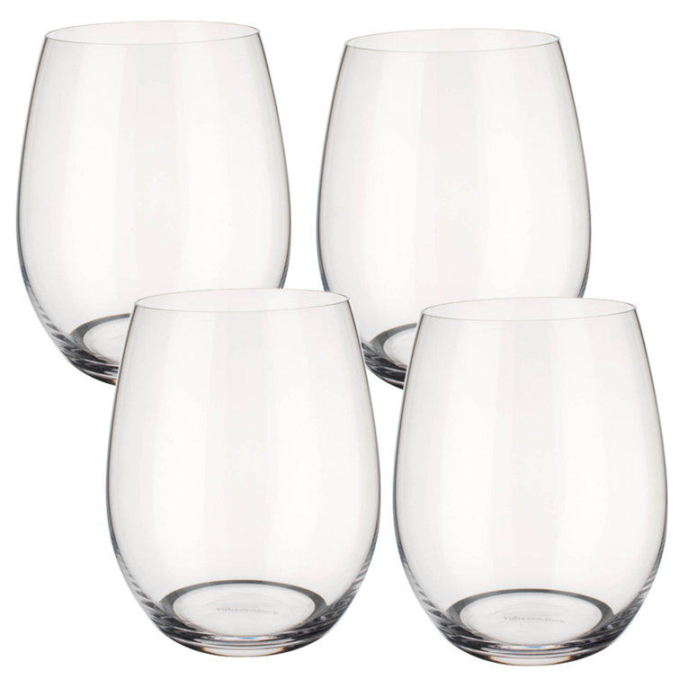 Clear Crystal Stemless Wine Glasses Set of Four