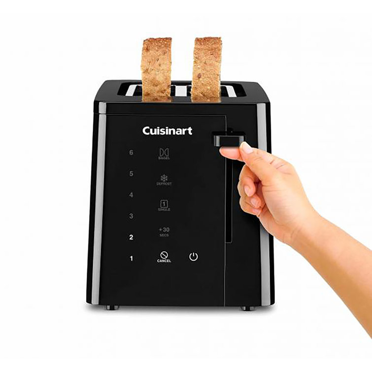 Black Stainless Steel Digital 2-Slice Toaster with Wide Slots