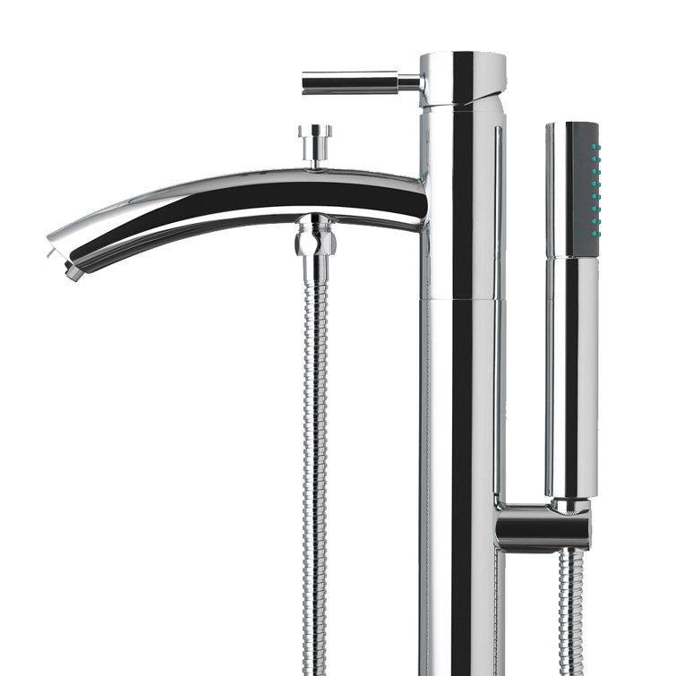 Taron Polished Chrome Freestanding Tub Filler with Hand Shower