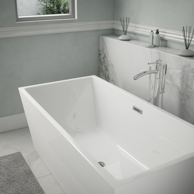 Sara 59'' White Acrylic Freestanding Soaking Bathtub