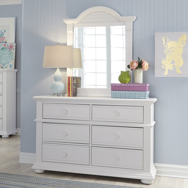 White Cottage Mirrored Dresser with Felt Lined Drawers