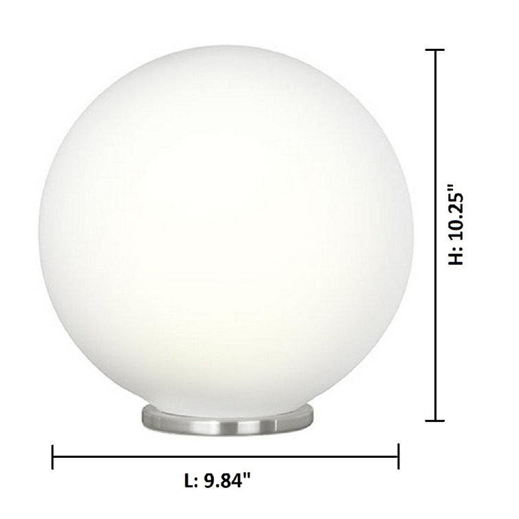 Rondo Silver Globe Table Lamp with Frosted Opal Shade