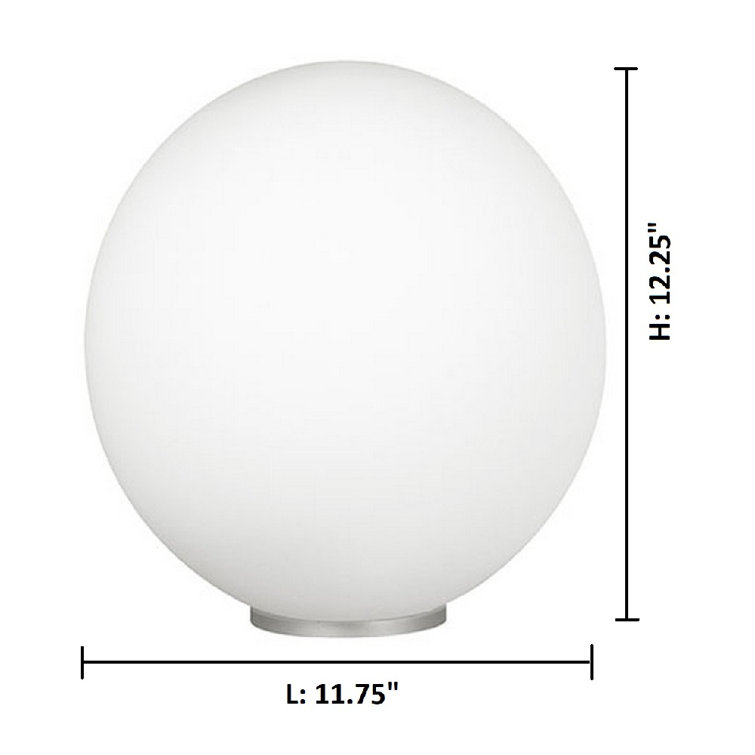 Rondo 12'' Silver Opal Glass Globe Table Lamp