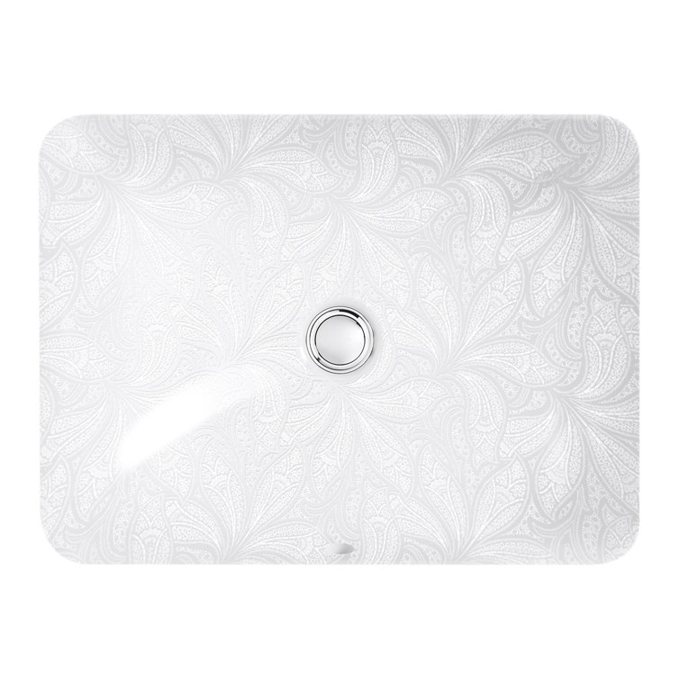 White Ceramic Paisley Pattern Undermount Bathroom Sink