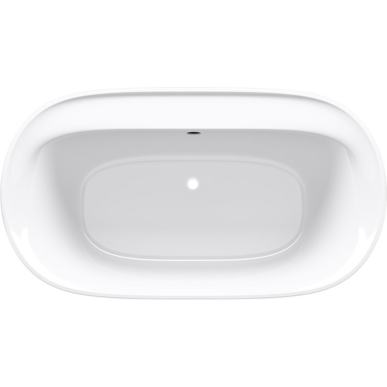 Spectacle 66'' White Acrylic Freestanding Soaking Bathtub