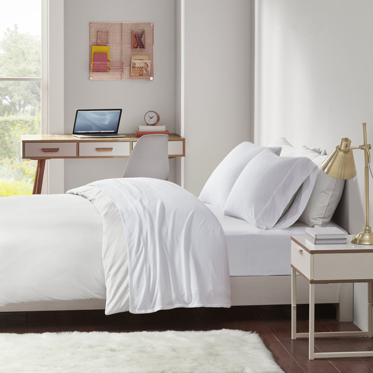Dark Grey Full Cotton Blend Jersey Knit Sheet Set