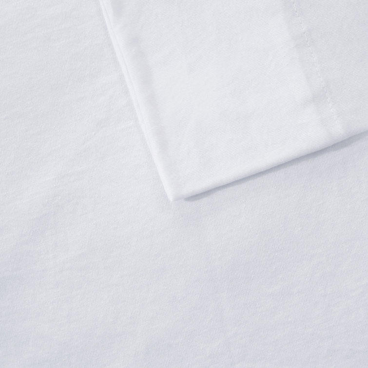 White Twin Polyester Jersey Knit Sheet Set