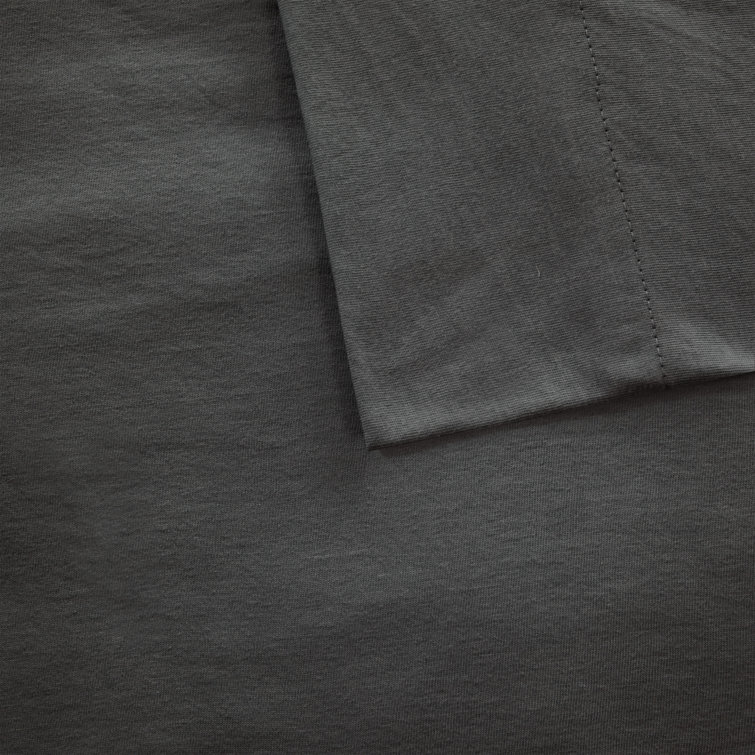 Dark Grey Full Cotton Blend Jersey Knit Sheet Set