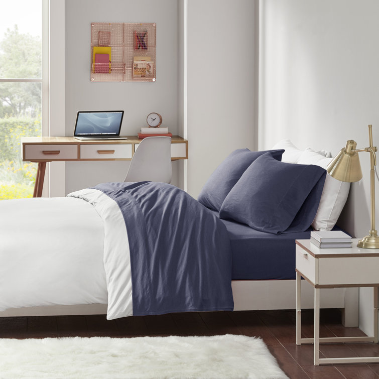 White Twin Polyester Jersey Knit Sheet Set