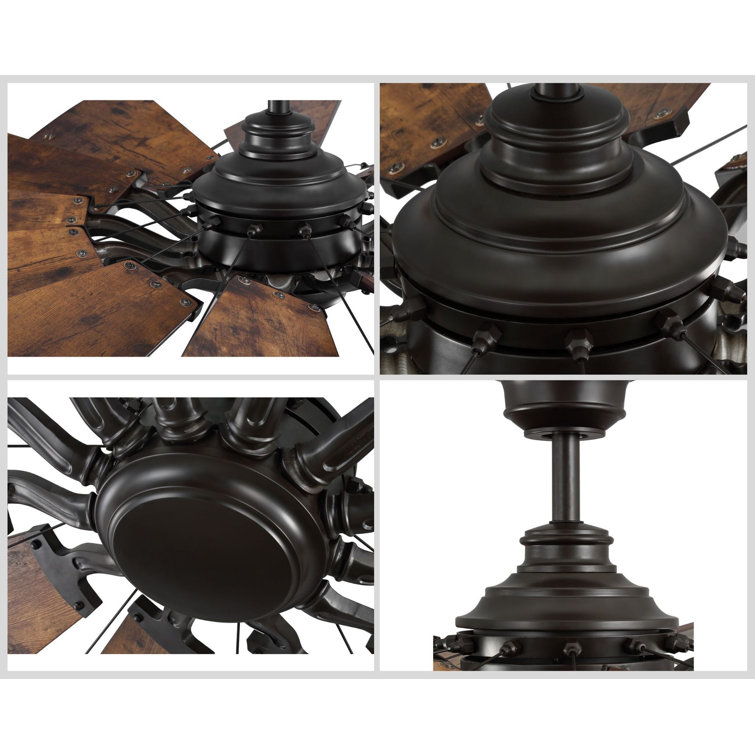 Rustic 60'' Walnut Windmill Ceiling Fan with Remote