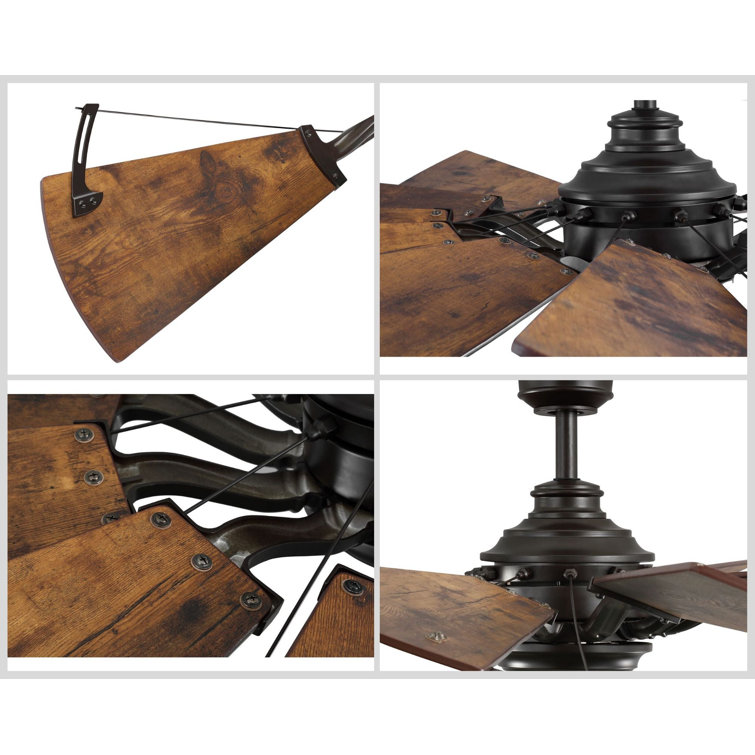 Rustic 60'' Walnut Windmill Ceiling Fan with Remote