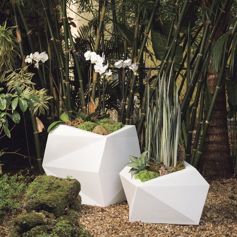 White Origami Resin Indoor/Outdoor Planter, 23" Wide