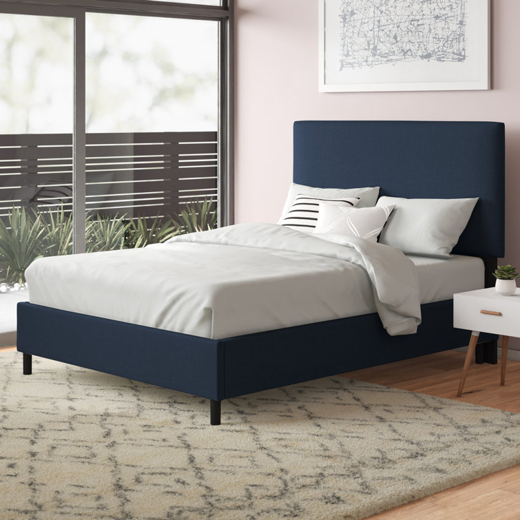 Twin Linen Sandstone Upholstered Bed with Pine Frame