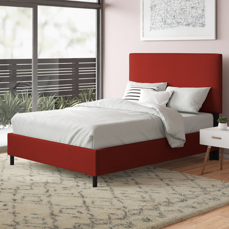 Twin Linen Sandstone Upholstered Bed with Pine Frame