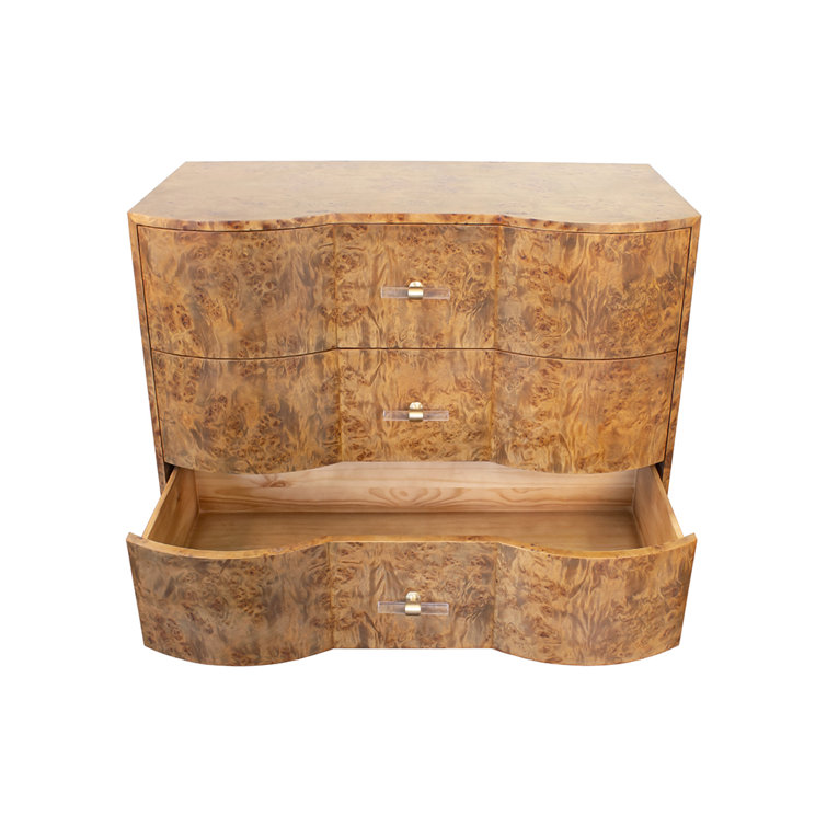 Plymouth 42" Dark Burl Wood Accent Chest with Soft Close Drawers