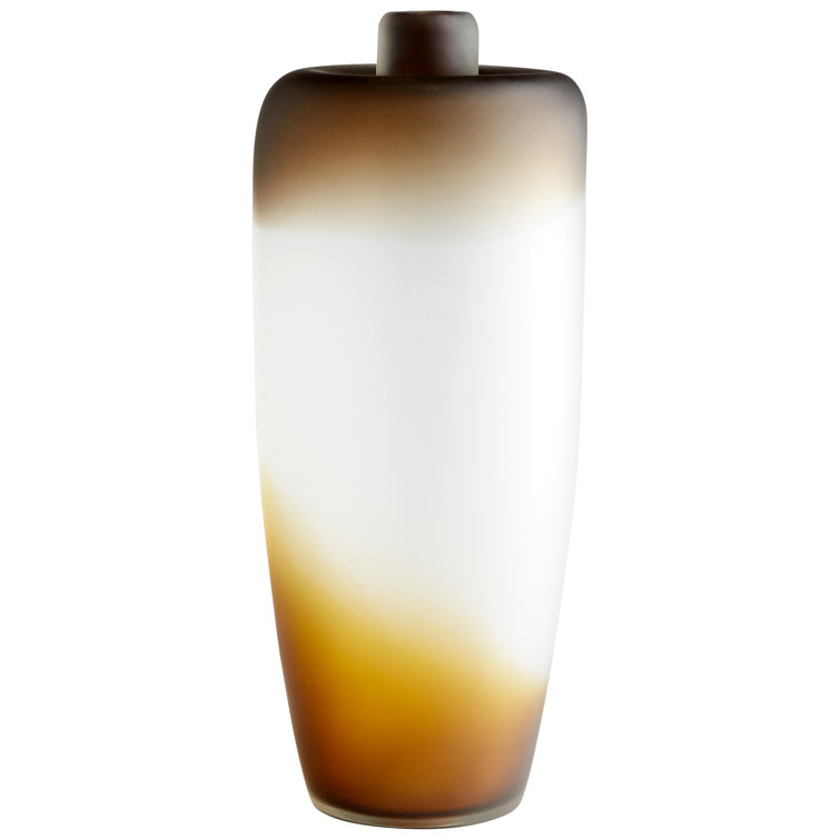 Handmade Gradient Amber and White Glass Table Vase