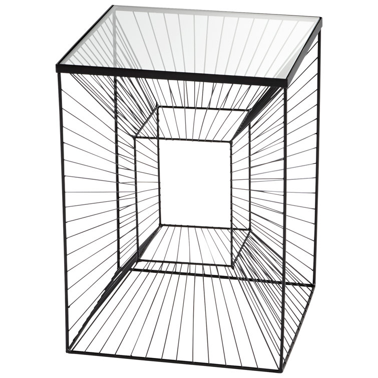 Enchantment Modern Black Metal and Glass Square Side Table