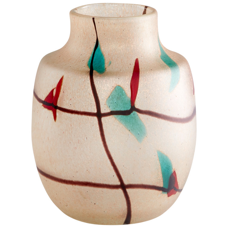 Gold and White Glass Table Vase, 6.75 Inches Tall
