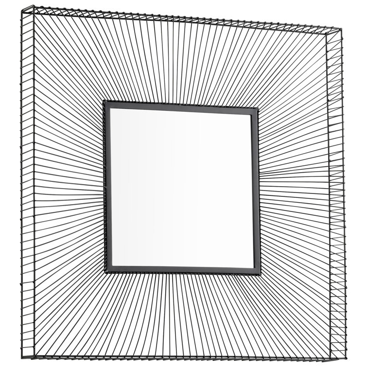 Modern Black Square Wire Frame Wall Mirror