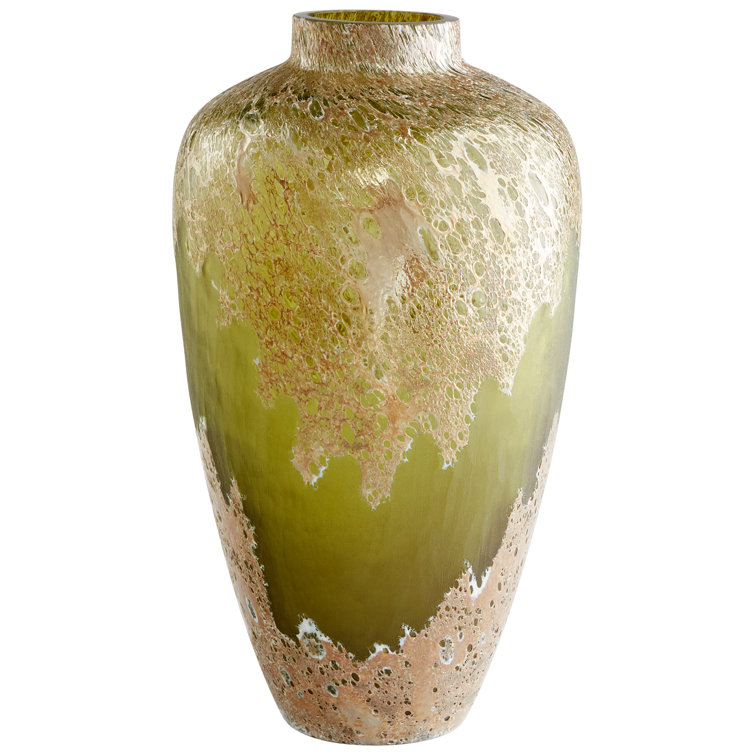 Green Handblown Glass Decorative Table Vase