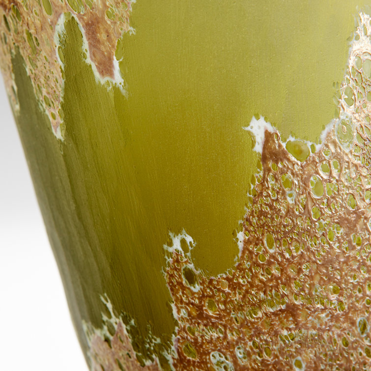Green Handblown Glass Decorative Table Vase