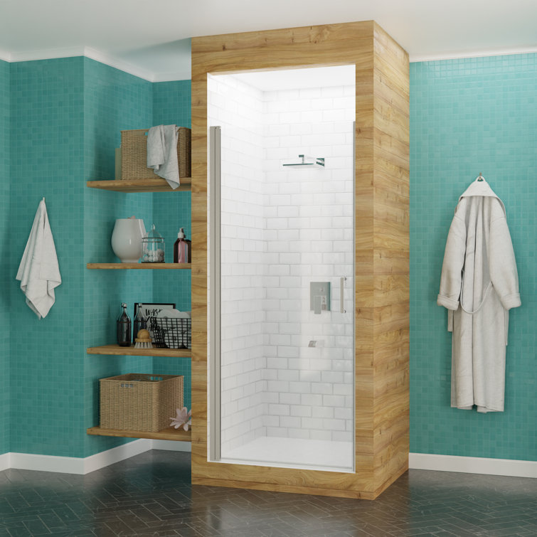 Lancer Series Brushed Nickel Semi-Frameless Shower Door with Tsunami Guard