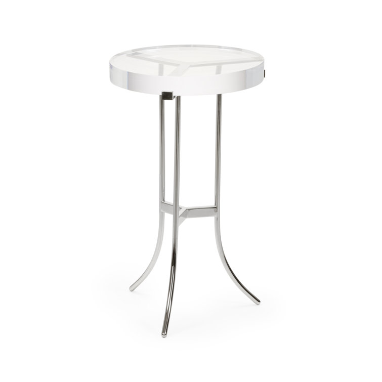 Ragsdale Polished Nickel 27" Round Acrylic Side Table