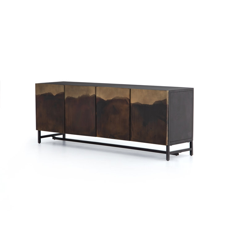 Aged Brown Metal 72" Media Console with Storage
