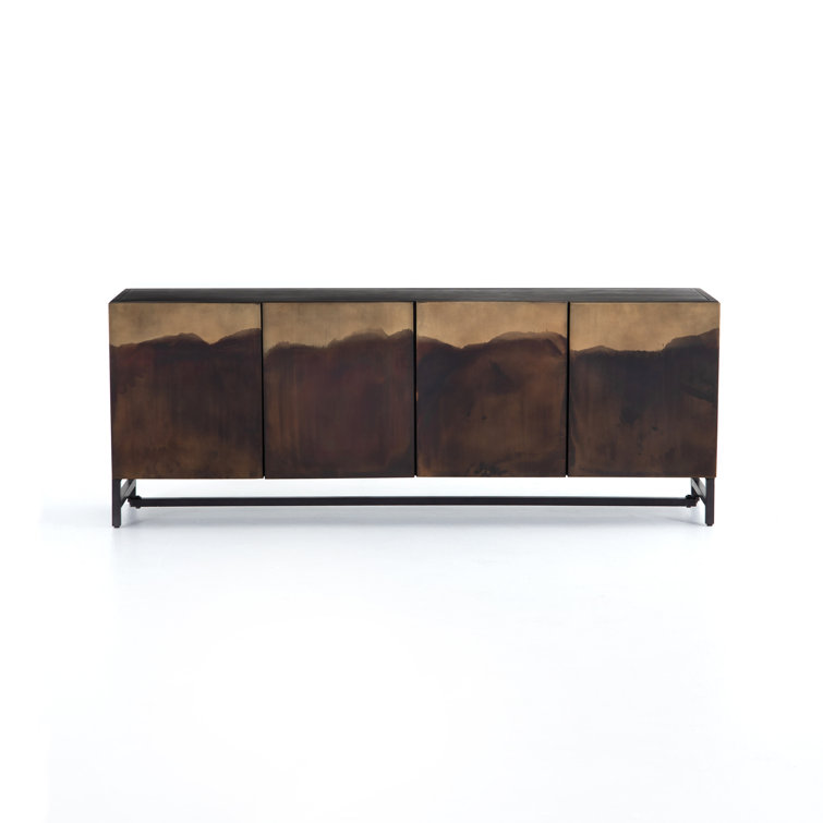 Aged Brown Metal 72" Media Console with Storage