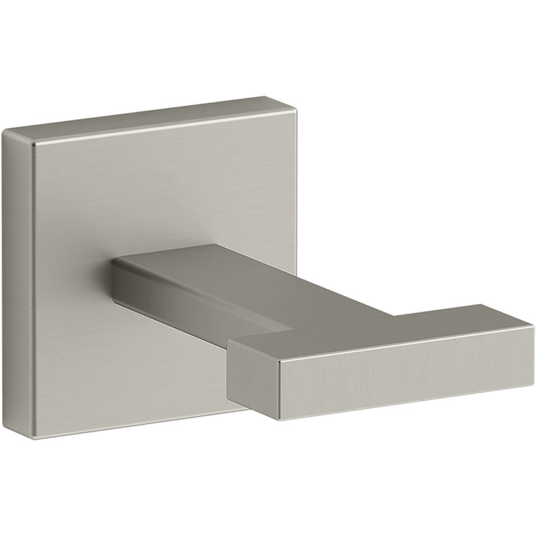 Square Vibrant Brushed Nickel Zinc Robe Hook