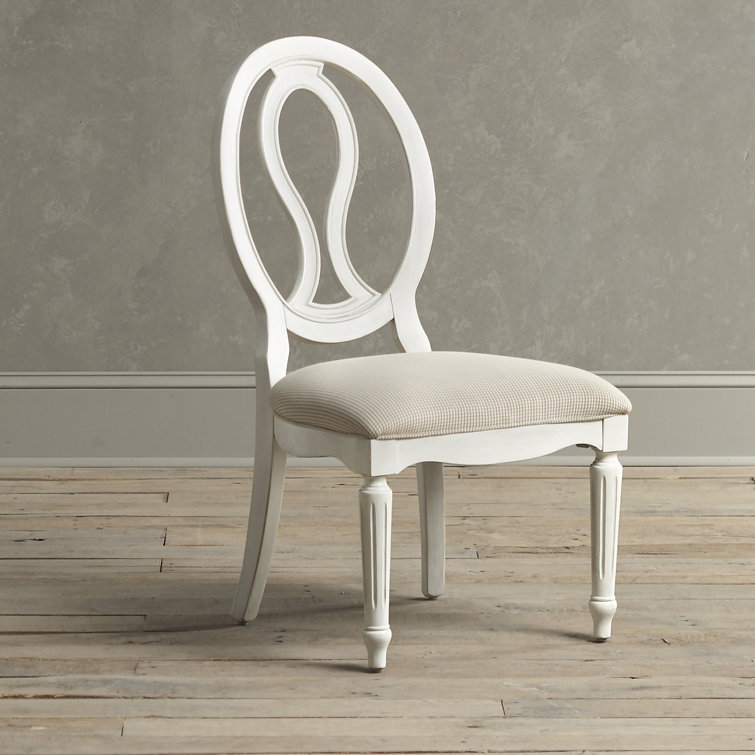 White Cotton Upholstered Traditional Wood Side Chair Set