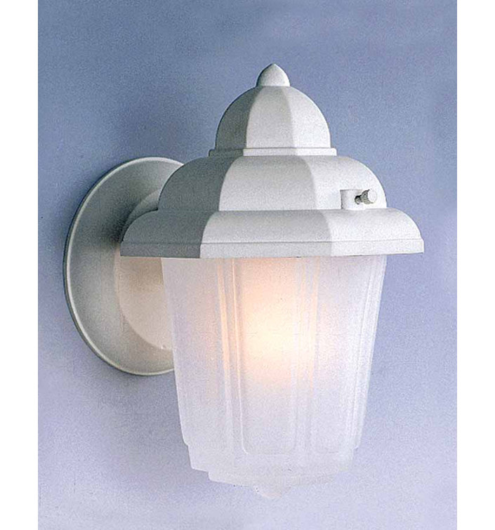 Frosted Glass & Cast Aluminum 8.75" White Outdoor Sconce