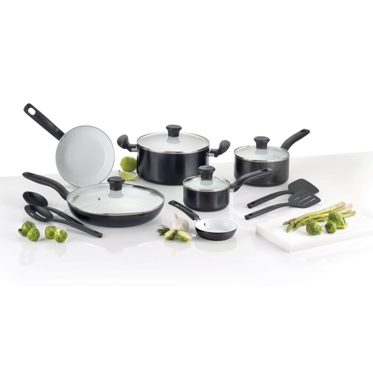 T-fal 14-Piece Black Aluminum Nonstick Cookware Set