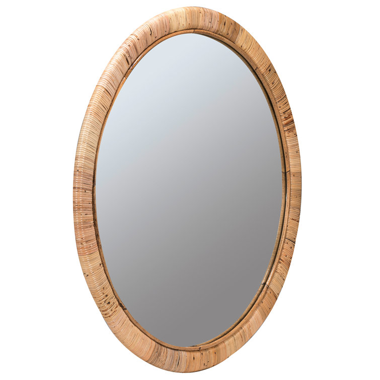 Blaise 34.5" Natural Rattan Round Wall Mirror
