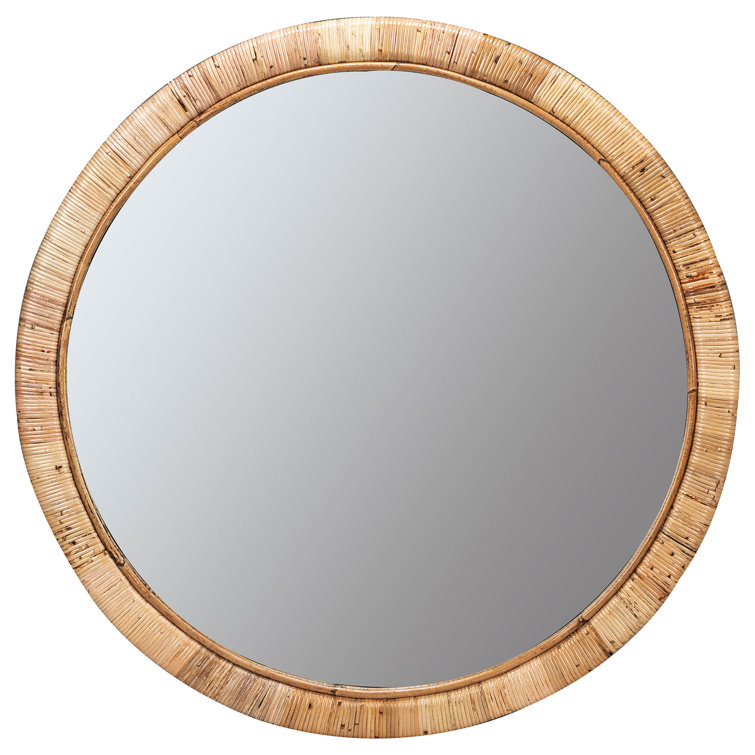 Blaise 34.5" Natural Rattan Round Wall Mirror