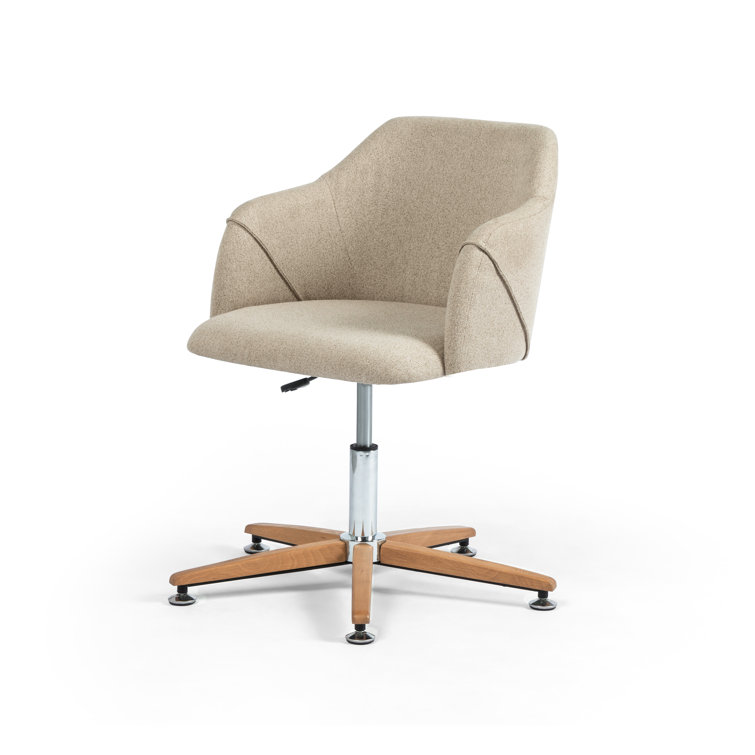 Edna Fedora Oatmeal Adjustable Swivel Task Chair in Brown Leather